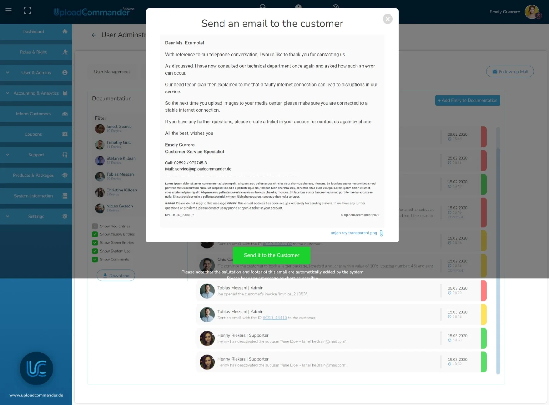 aroy15.github.io/backend_designs : Email to Customer