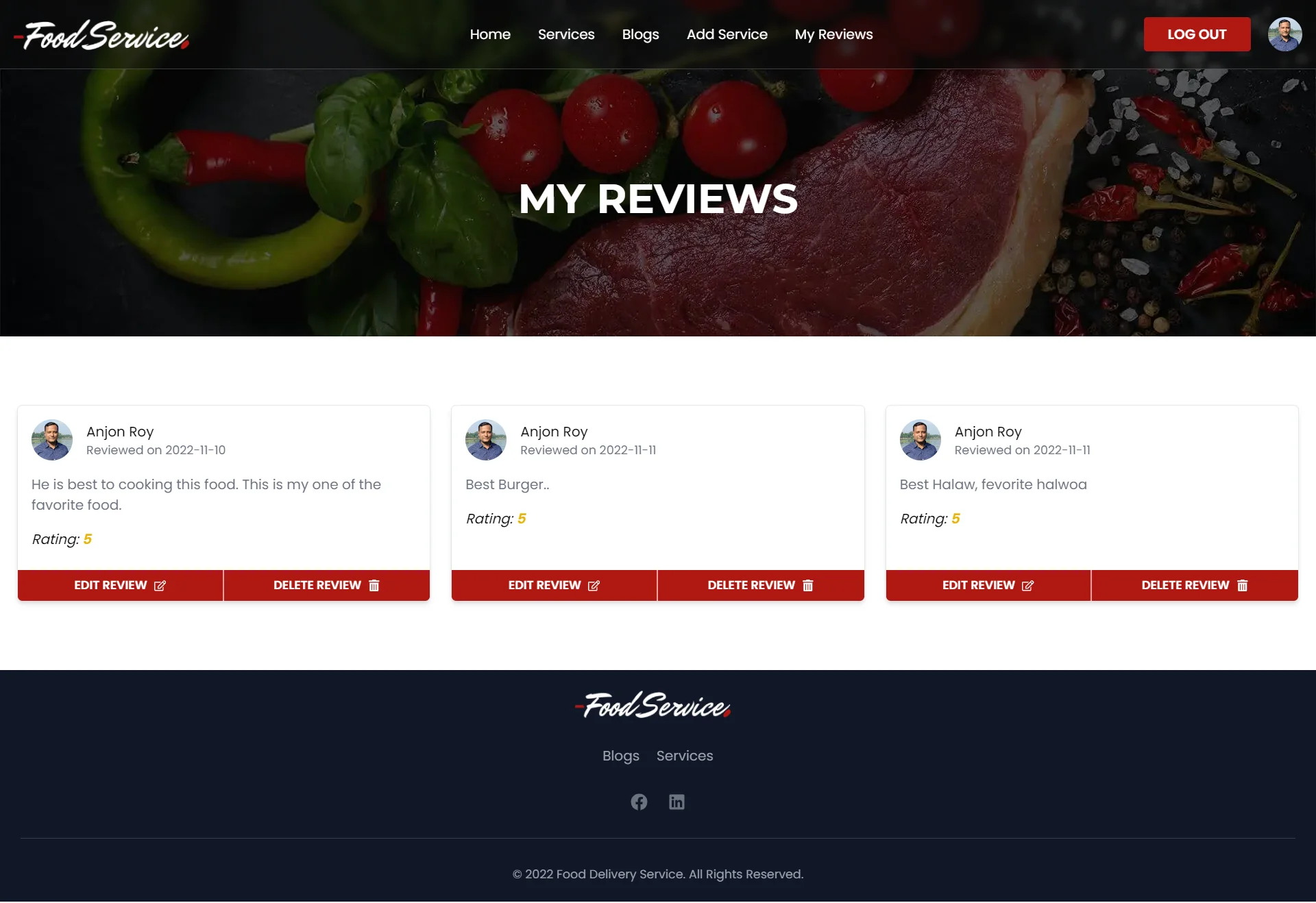 Food Services: My Reviews