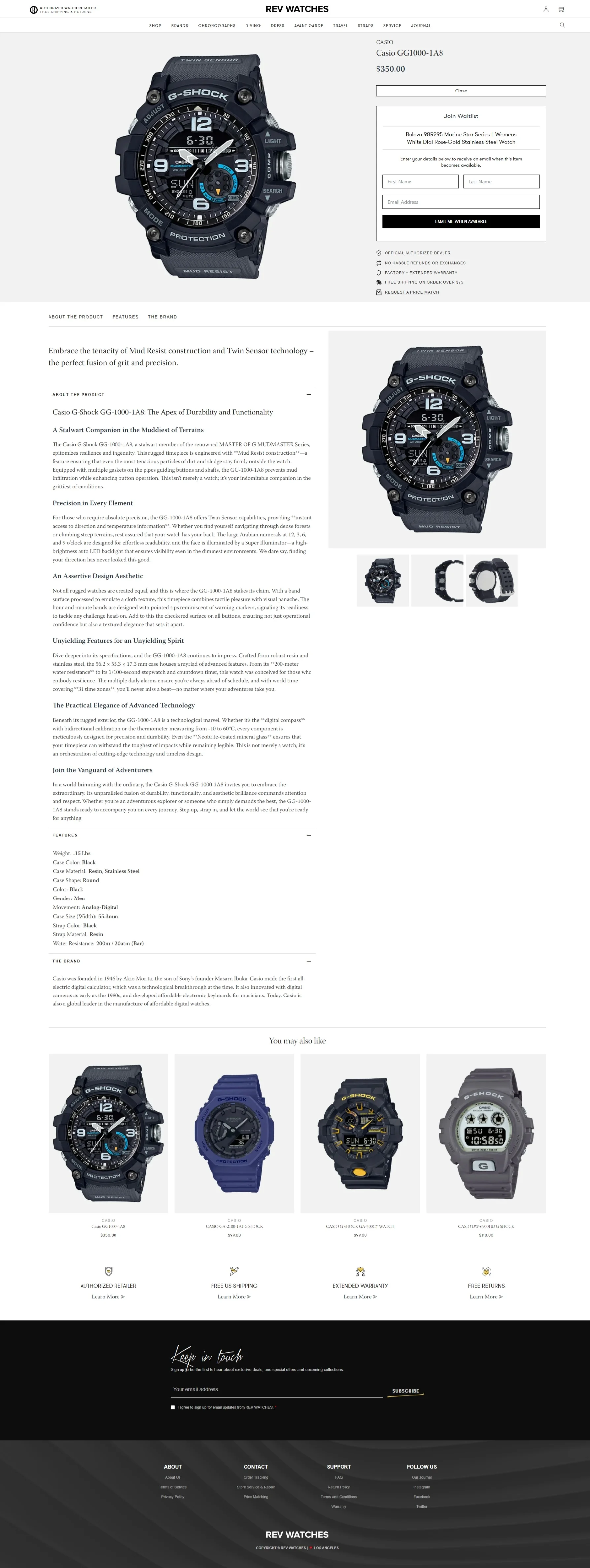 revwatches.com: Product Single Out of Stock Waitlist Form